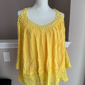 Lace Trim Cold Shoulder Blouse